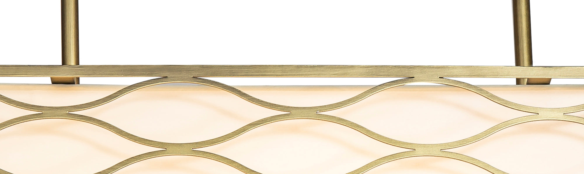 Edgerton Rectangle Kitchen Table/Island Light &  Convertible To Semi Flush, 5 Light E14 Aged Gold  &  Cream Fabric Shade