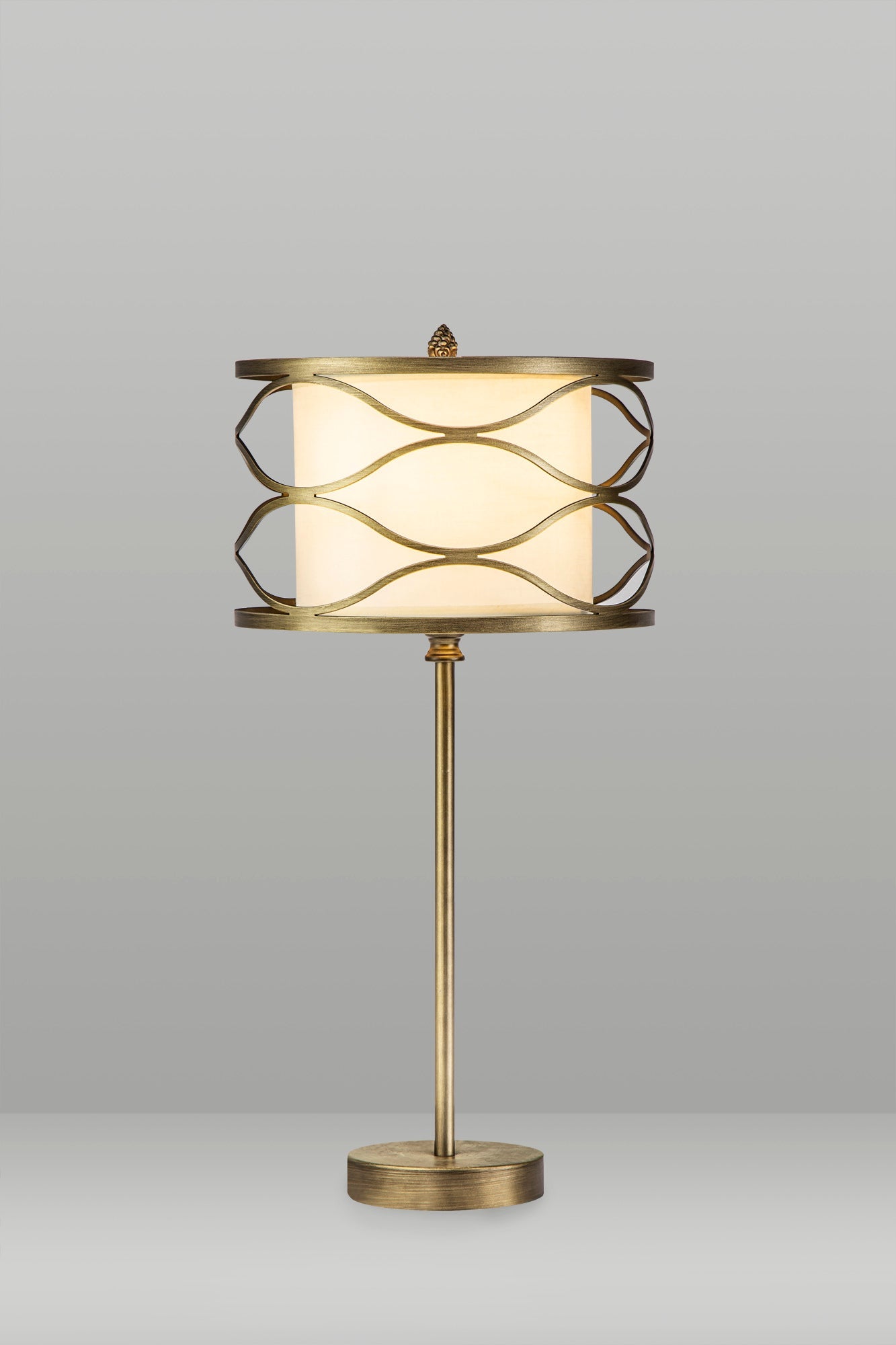 Edgerton Table Lamp 1 Light E27 Aged Gold  &  Cream Fabric Shade