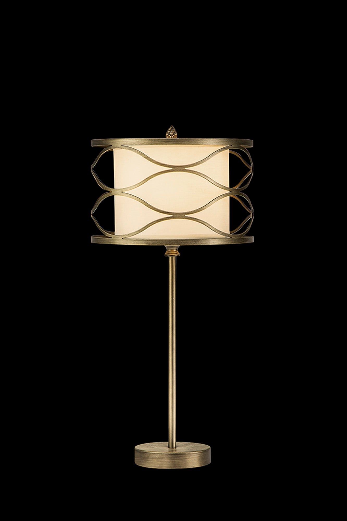 Edgerton Table Lamp 1 Light E27 Aged Gold  &  Cream Fabric Shade