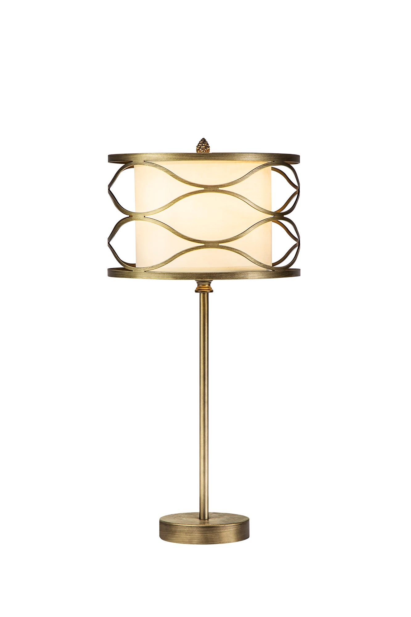 Edgerton Table Lamp 1 Light E27 Aged Gold  &  Cream Fabric Shade