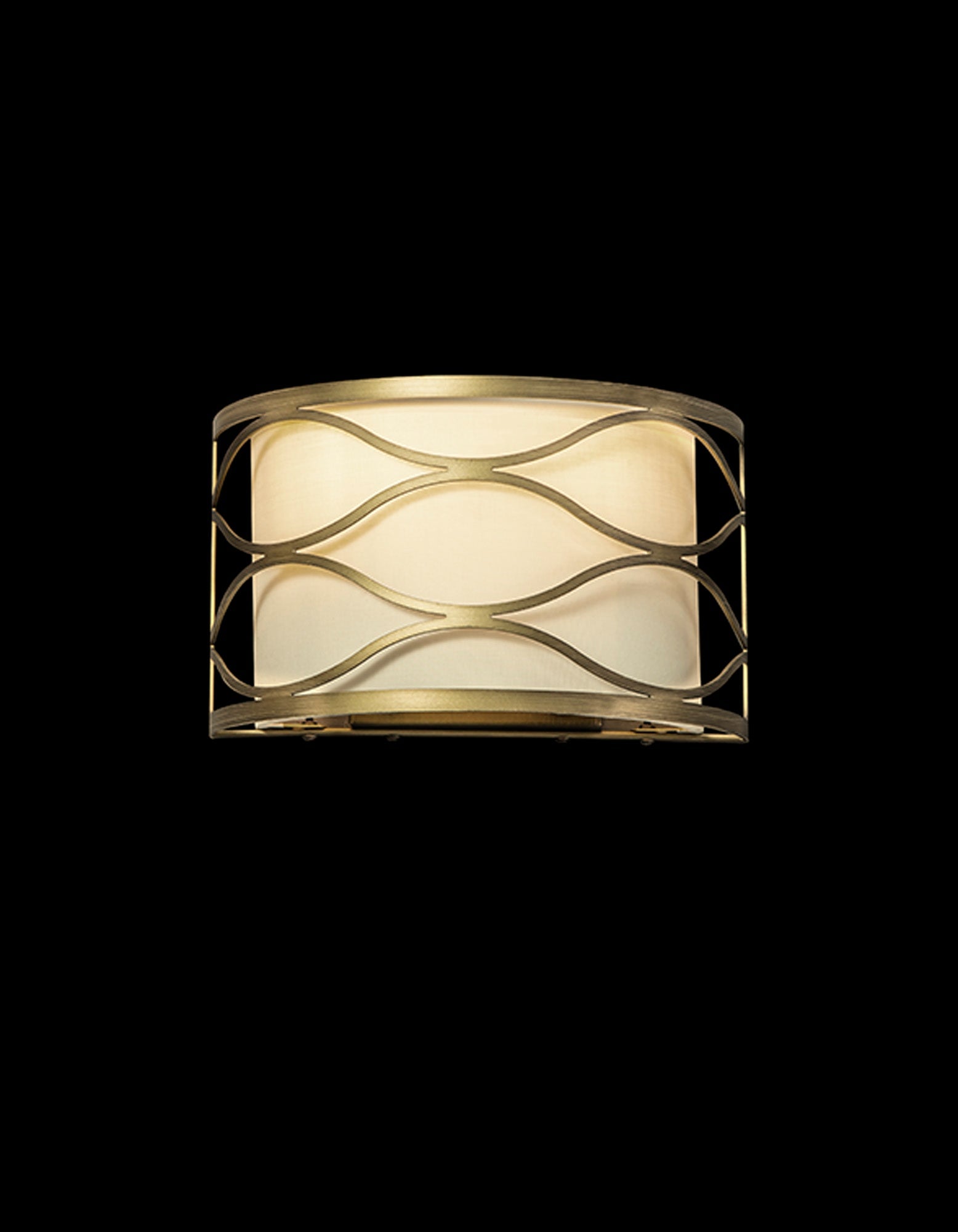 Edgerton Wall Lamp 2 Light E14 Aged Gold  &  Cream Fabric Shade