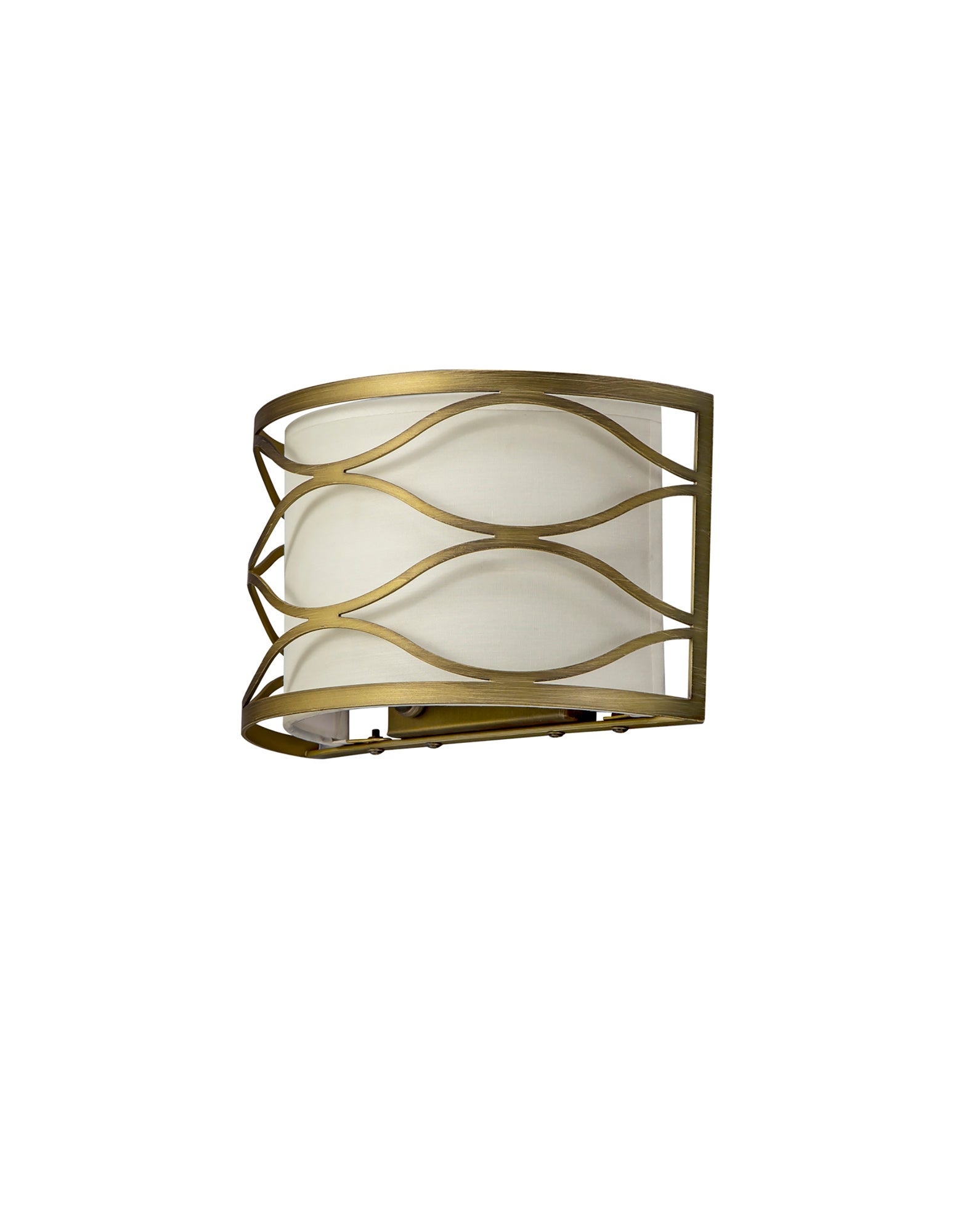 Edgerton Wall Lamp 2 Light E14 Aged Gold  &  Cream Fabric Shade