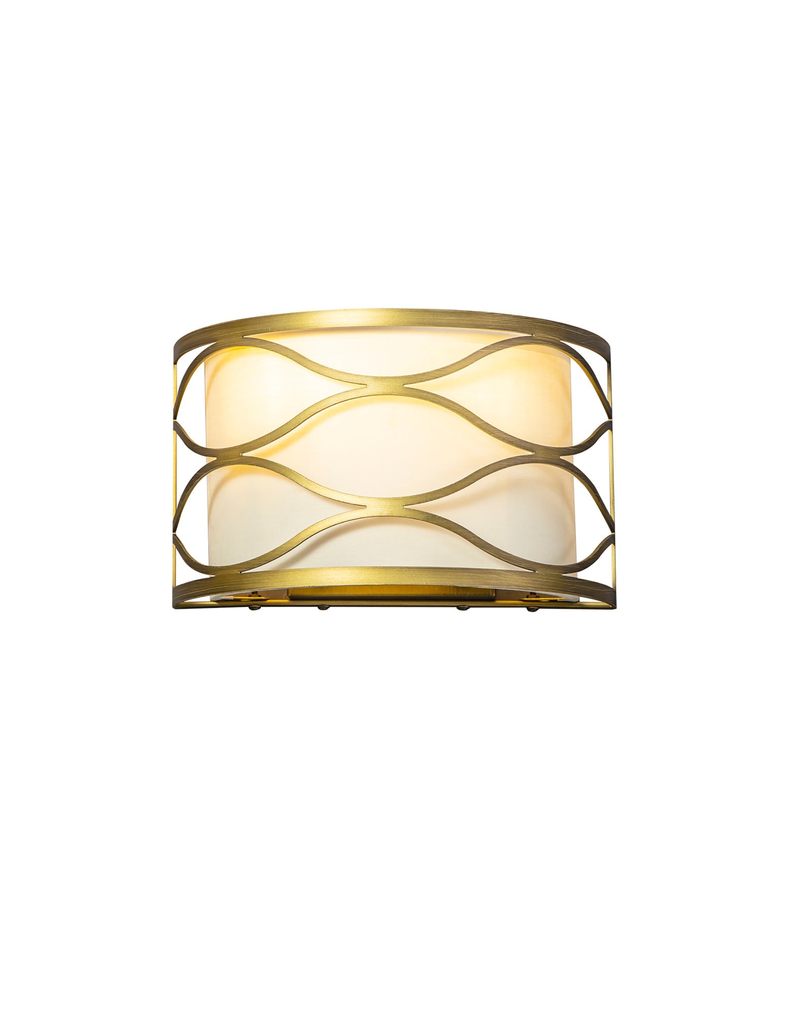 Edgerton Wall Lamp 2 Light E14 Aged Gold  &  Cream Fabric Shade