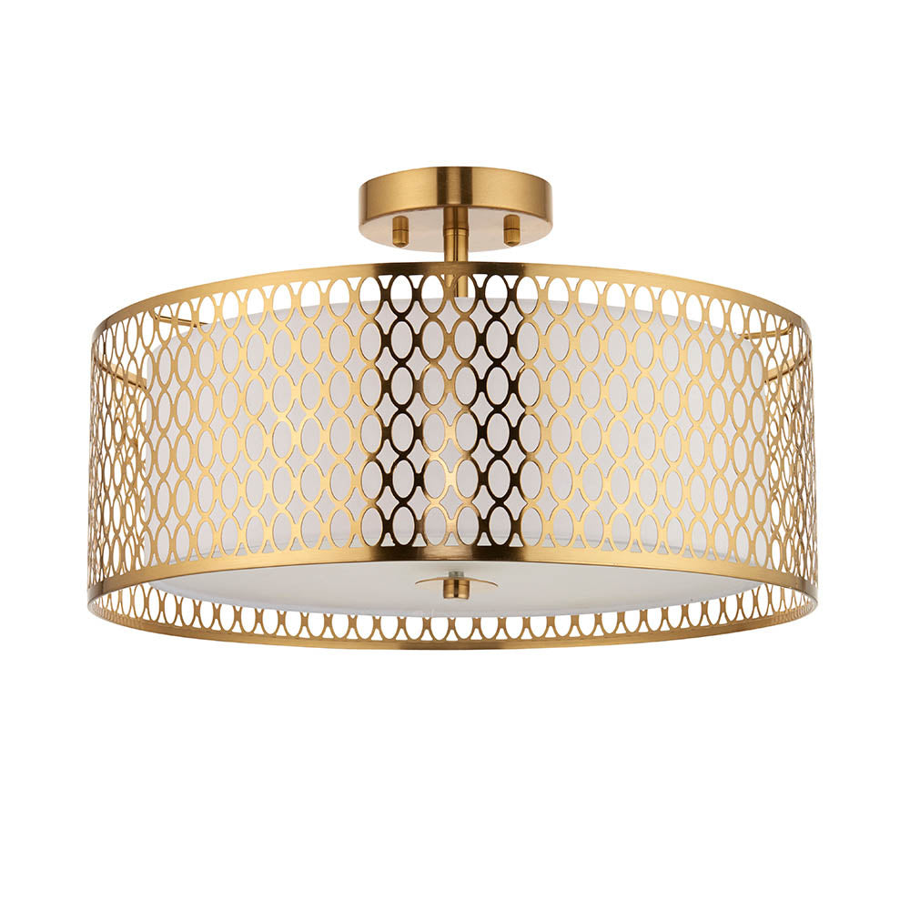 Edie 3Lt Flush Ceiling Lamp - Satin Nickel / Gold