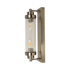 Edith 2 Light IP44 Bathroom Wall Light Satin Chrome/Antique Brass