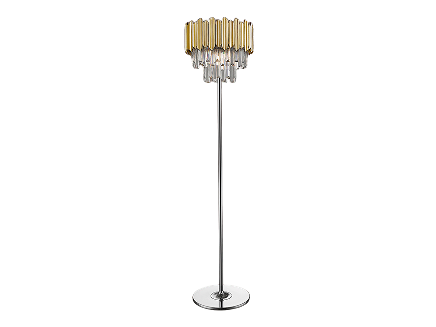 Tiara 3Lt Crystal Floor Lamp - Gold