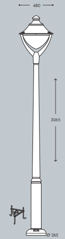 Ektor 2500 Post Light with Beppe 400 IP55 - Black/Grey