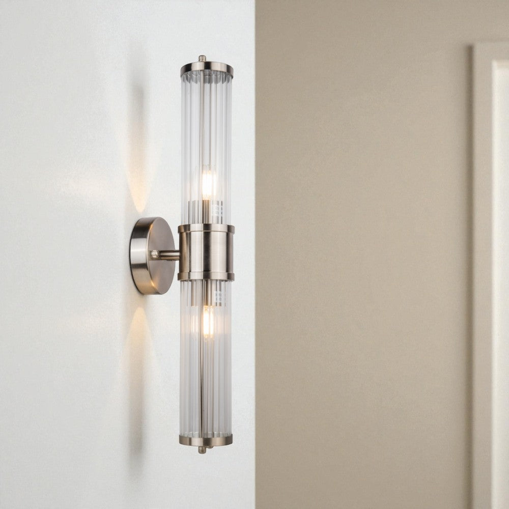 Eleanor Bathroom Light Wall Light- Brushed Brass/ Satin Chrome
