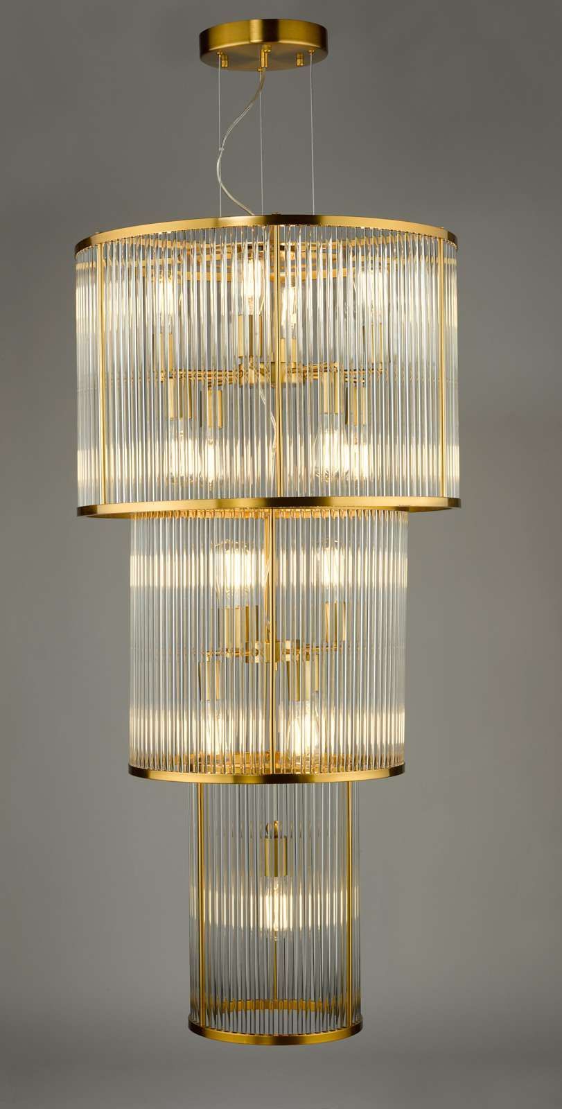 Eleanor 15Lt Chandelier Ceiling Light - Natural Brass & Glass IP20