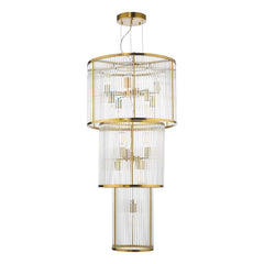 Eleanor 15Lt Chandelier Ceiling Light - Natural Brass & Glass IP20