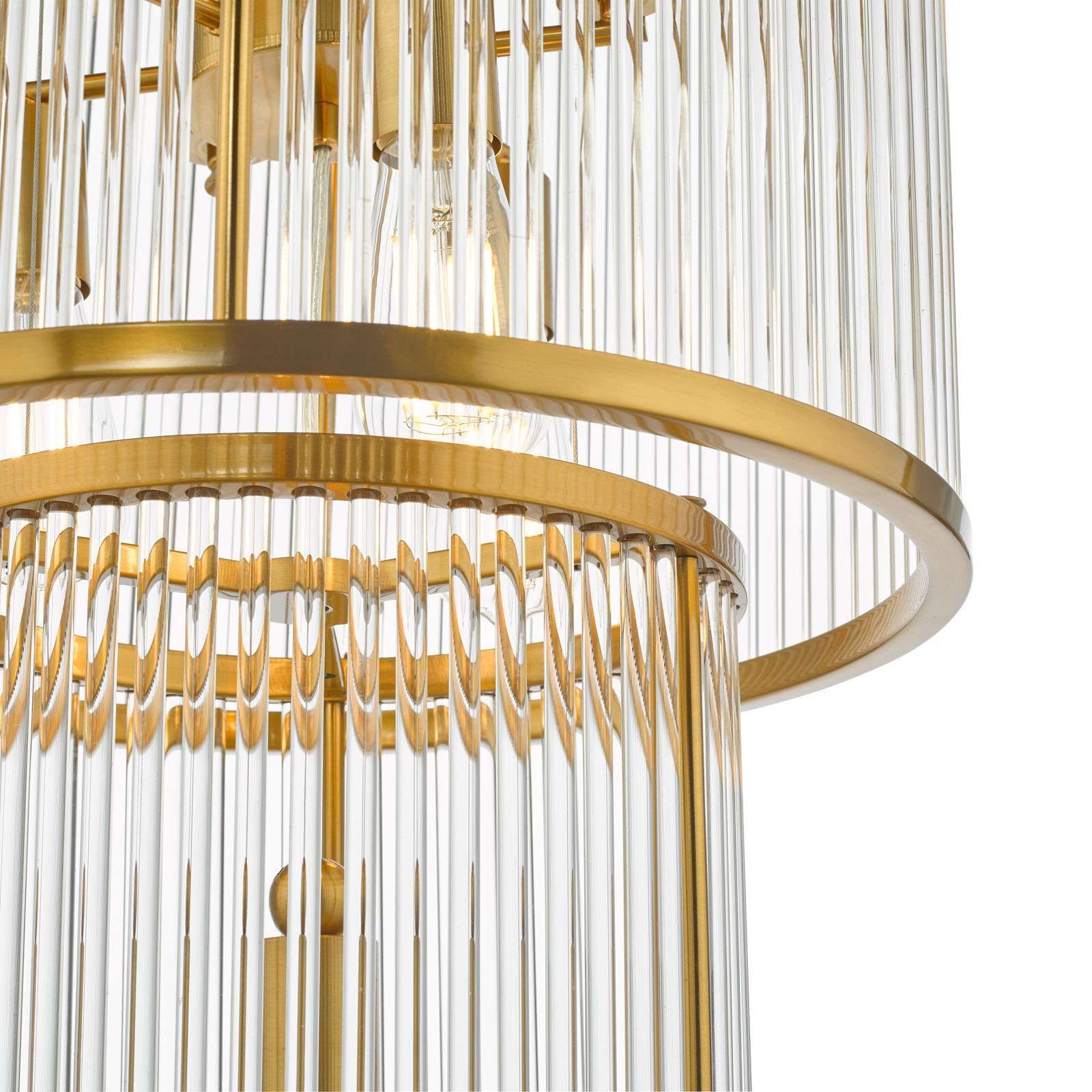 Eleanor 15Lt Chandelier Ceiling Light - Natural Brass & Glass IP20