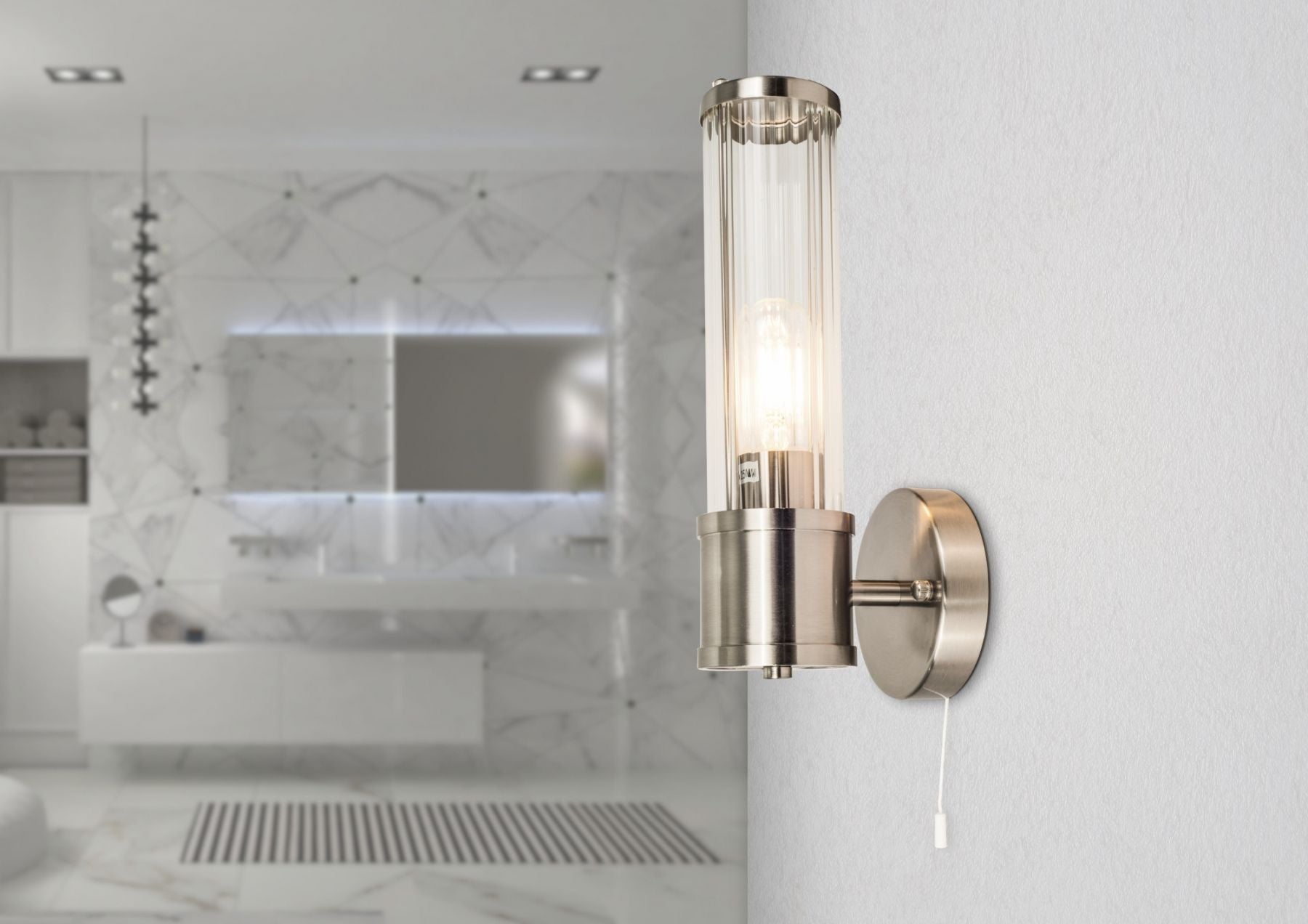 Eleanor Bathroom Light Wall Light- Brushed Brass/ Satin Chrome