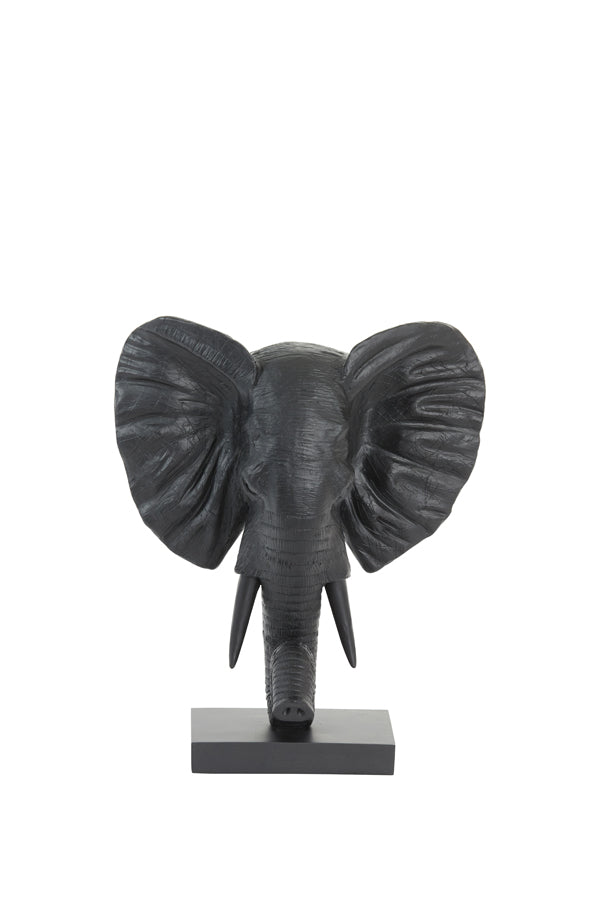 Elephant Small Ornament on Base - Matt Black Finish