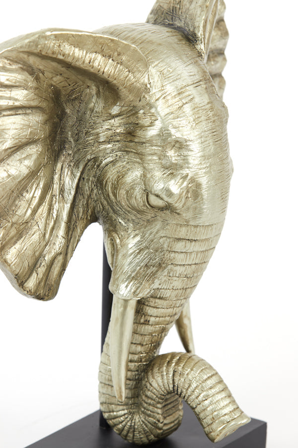 Elephant Small Ornament on Base - Light Gold Finish