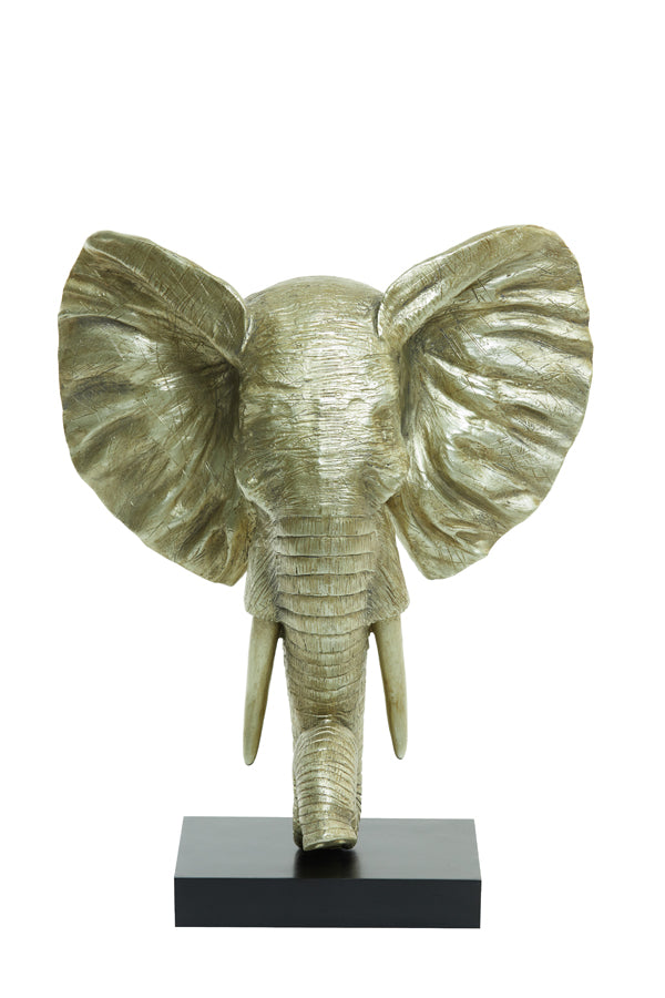 Elephant Large Ornament on Base - Light Gold Finish