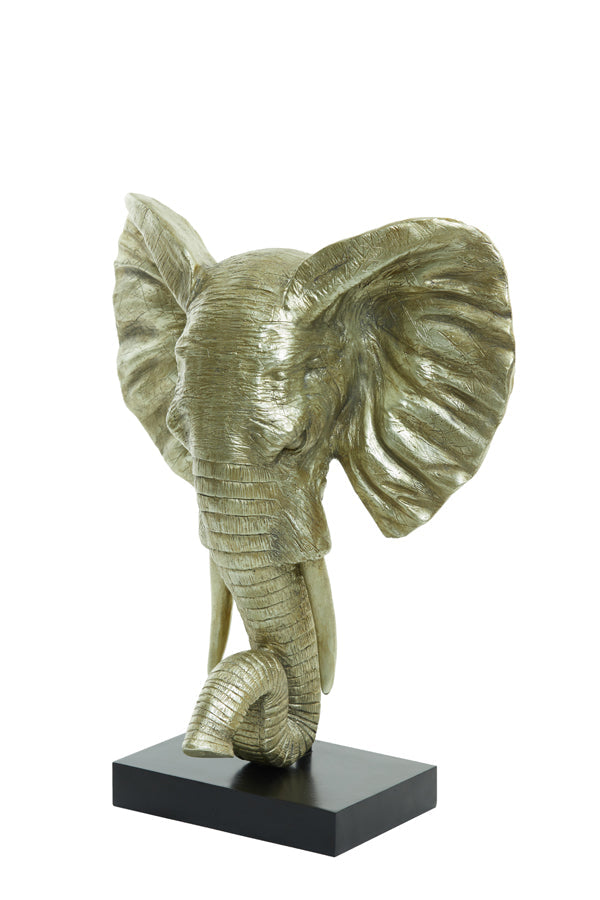 Elephant Large Ornament on Base - Light Gold Finish