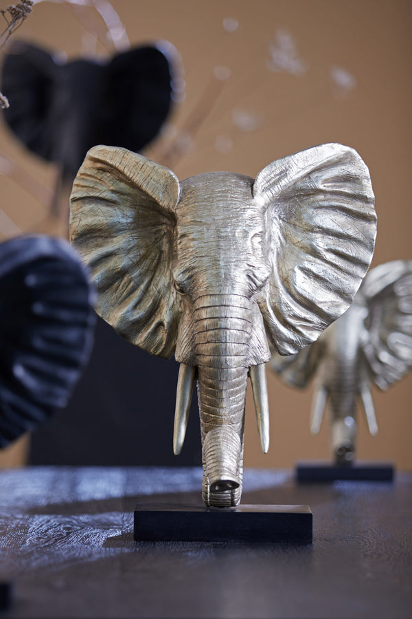 Elephant Large Ornament on Base - Light Gold Finish