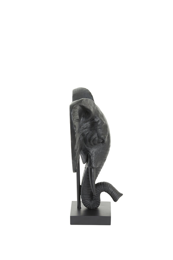 Elephant Small Ornament on Base - Matt Black Finish