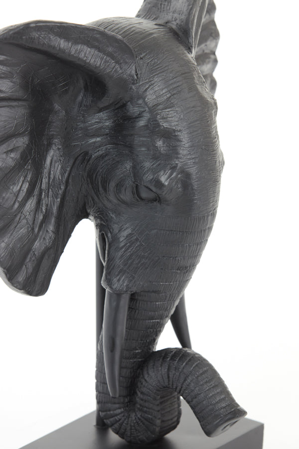 Elephant Small Ornament on Base - Matt Black Finish