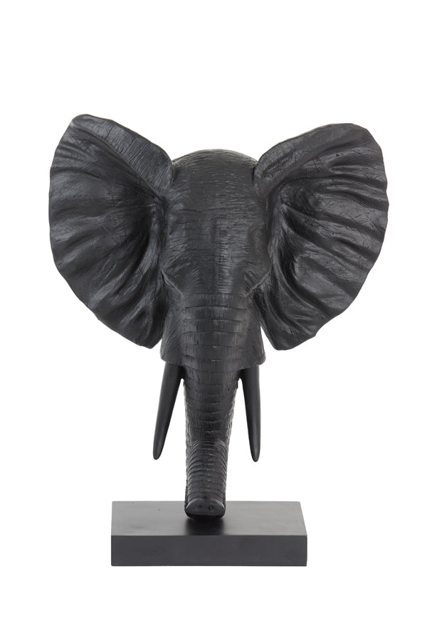 Elephant Large Ornament on Base - Matt Black Finish