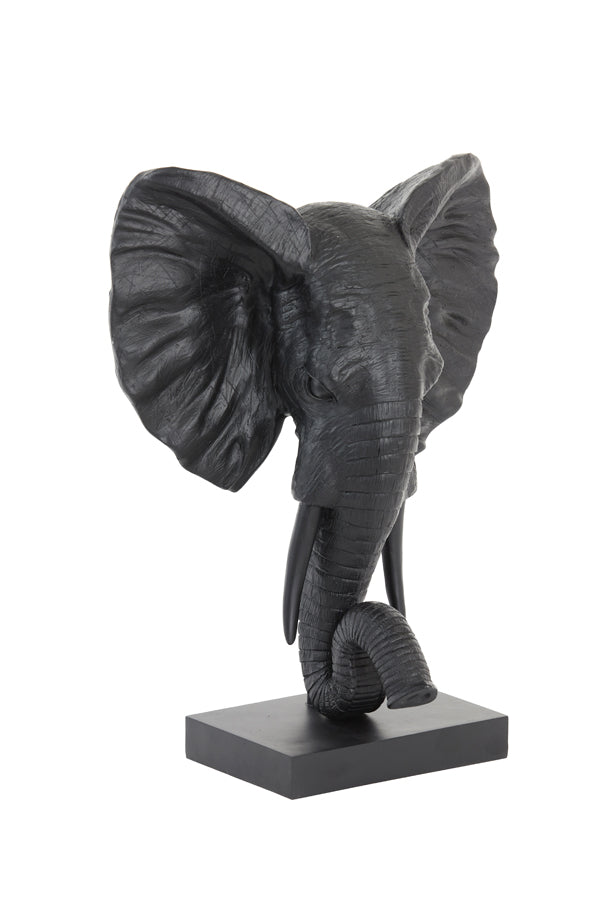 Elephant Large Ornament on Base - Matt Black Finish