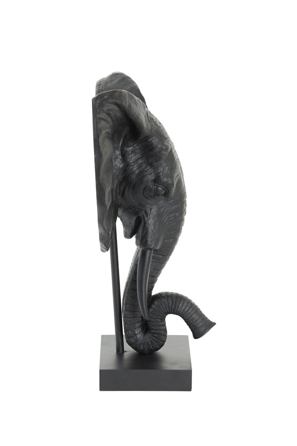 Elephant Large Ornament on Base - Matt Black Finish