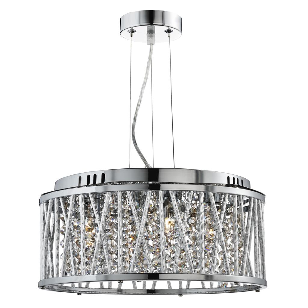 Elise 3/4/5/7Lt Crystal Ceiling Light to Semi-Flush - Chrome Metal & Crystal