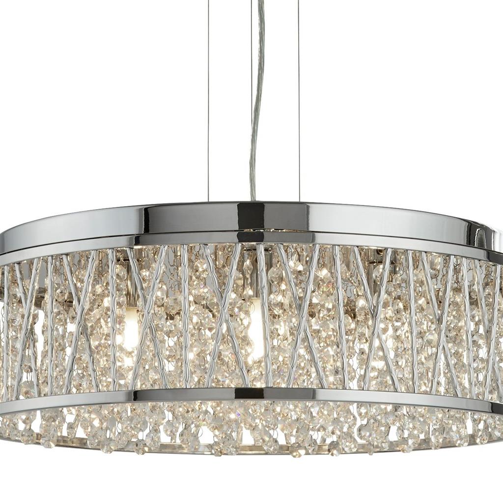 Elise 3/4/5/7Lt Crystal Ceiling Light to Semi-Flush - Chrome Metal & Crystal