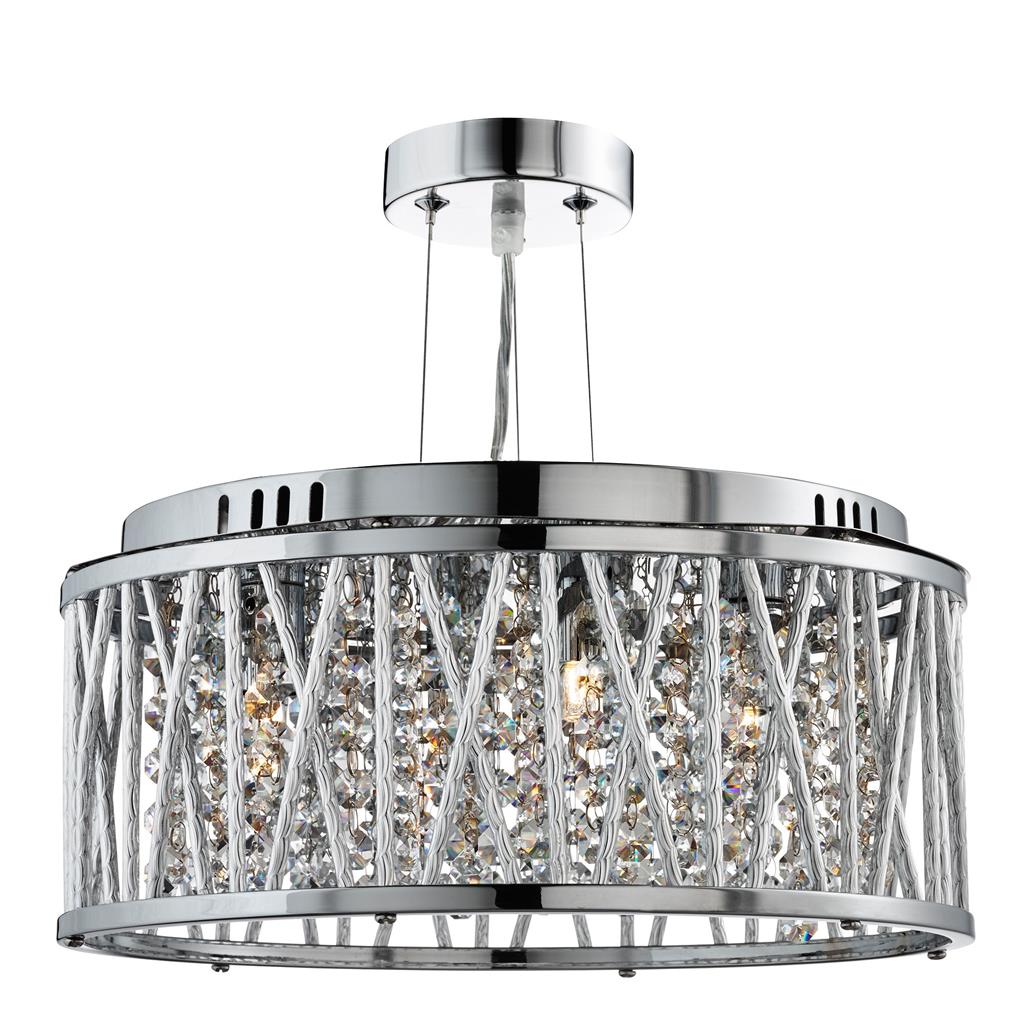 Elise 3/4/5/7Lt Crystal Ceiling Light to Semi-Flush - Chrome Metal & Crystal