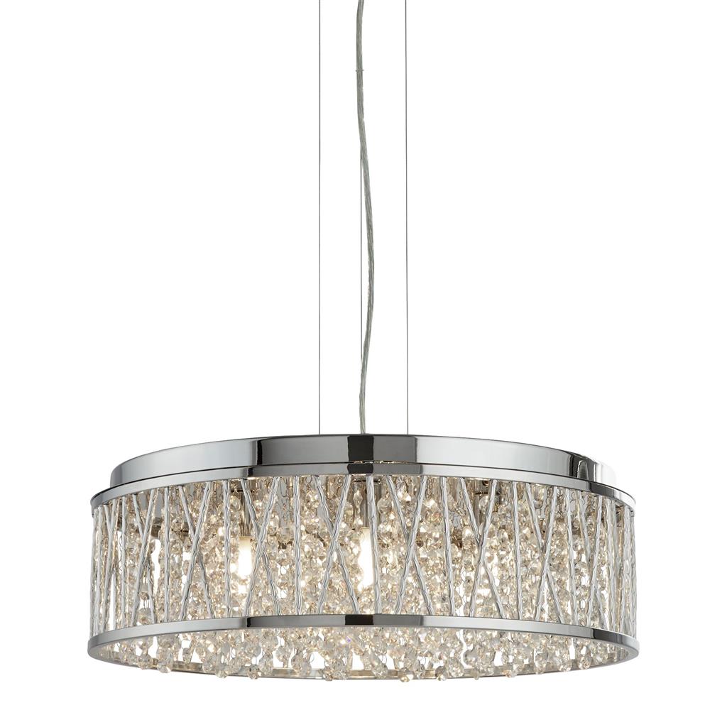 Elise 3/4/5/7Lt Crystal Ceiling Light to Semi-Flush - Chrome Metal & Crystal
