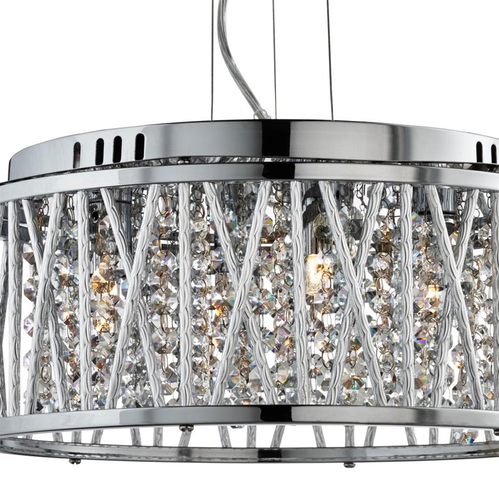 Elise 3/4/5/7Lt Crystal Ceiling Light to Semi-Flush - Chrome Metal & Crystal