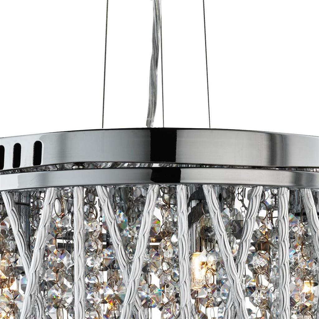 Elise 3/4/5/7Lt Crystal Ceiling Light to Semi-Flush - Chrome Metal & Crystal