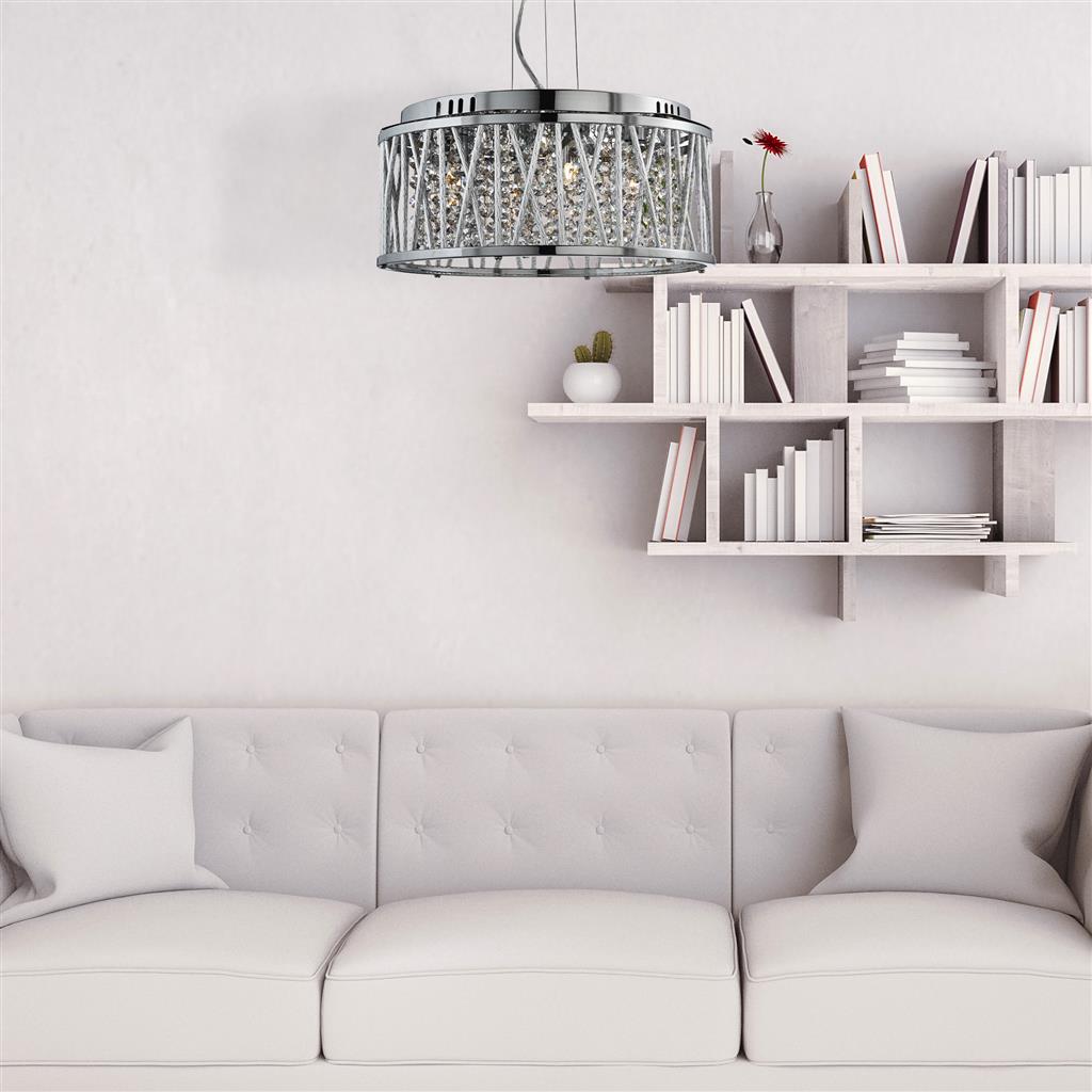 Elise 3/4/5/7Lt Crystal Ceiling Light to Semi-Flush - Chrome Metal & Crystal