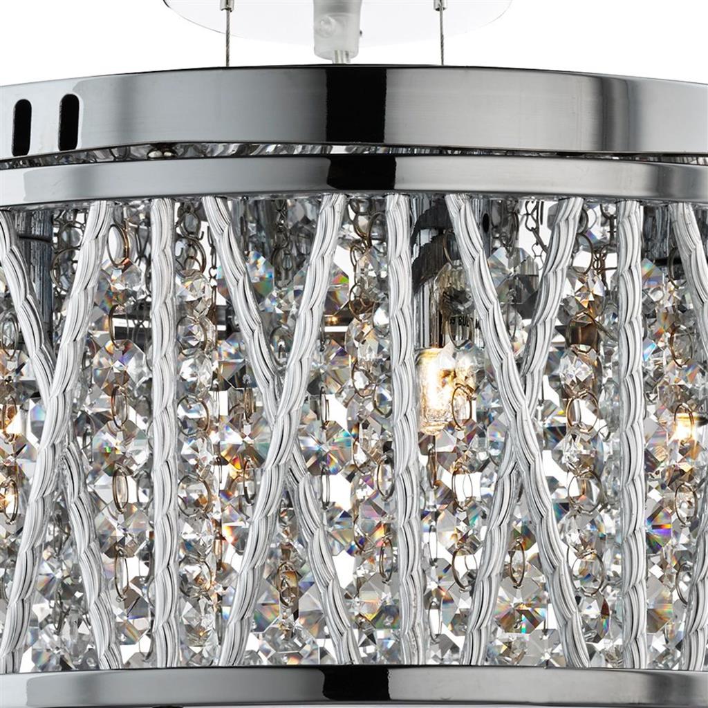 Elise 3/4/5/7Lt Crystal Ceiling Light to Semi-Flush - Chrome Metal & Crystal