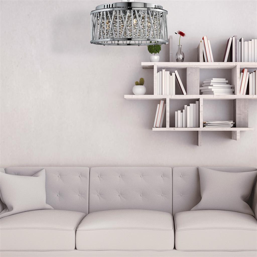 Elise 3/4/5/7Lt Crystal Ceiling Light to Semi-Flush - Chrome Metal & Crystal