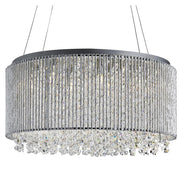 Elise II 8Lt Pendant Ceiling Light - Chrome, Crystal Drops, Aluminium Tubes Finish