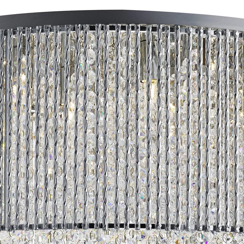 Elise II 8Lt Pendant Ceiling Light - Chrome, Crystal Drops, Aluminium Tubes Finish