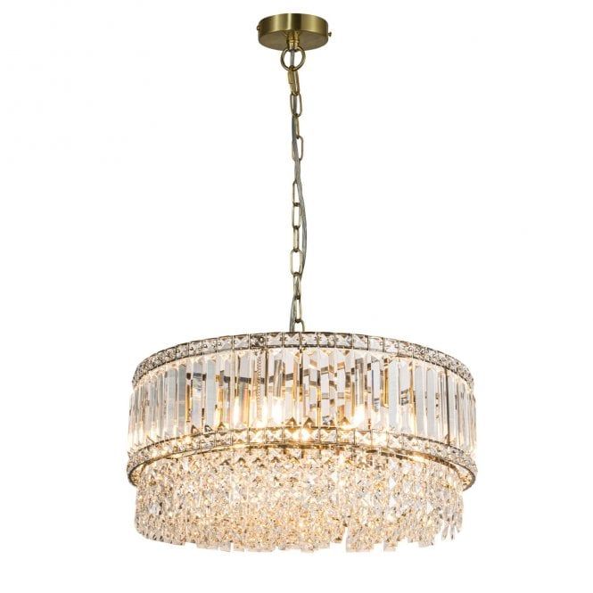 Elizabeth 3Lt/6Lt/9Lt Crystal Pendant - Antique Brass/Polished Chrome