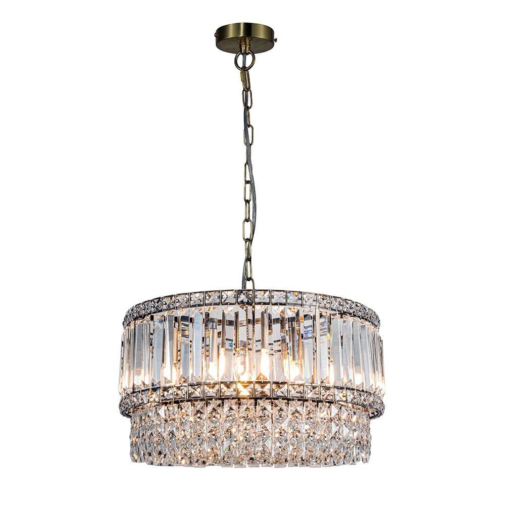 Elizabeth 3Lt/6Lt/9Lt Crystal Pendant - Antique Brass/Polished Chrome