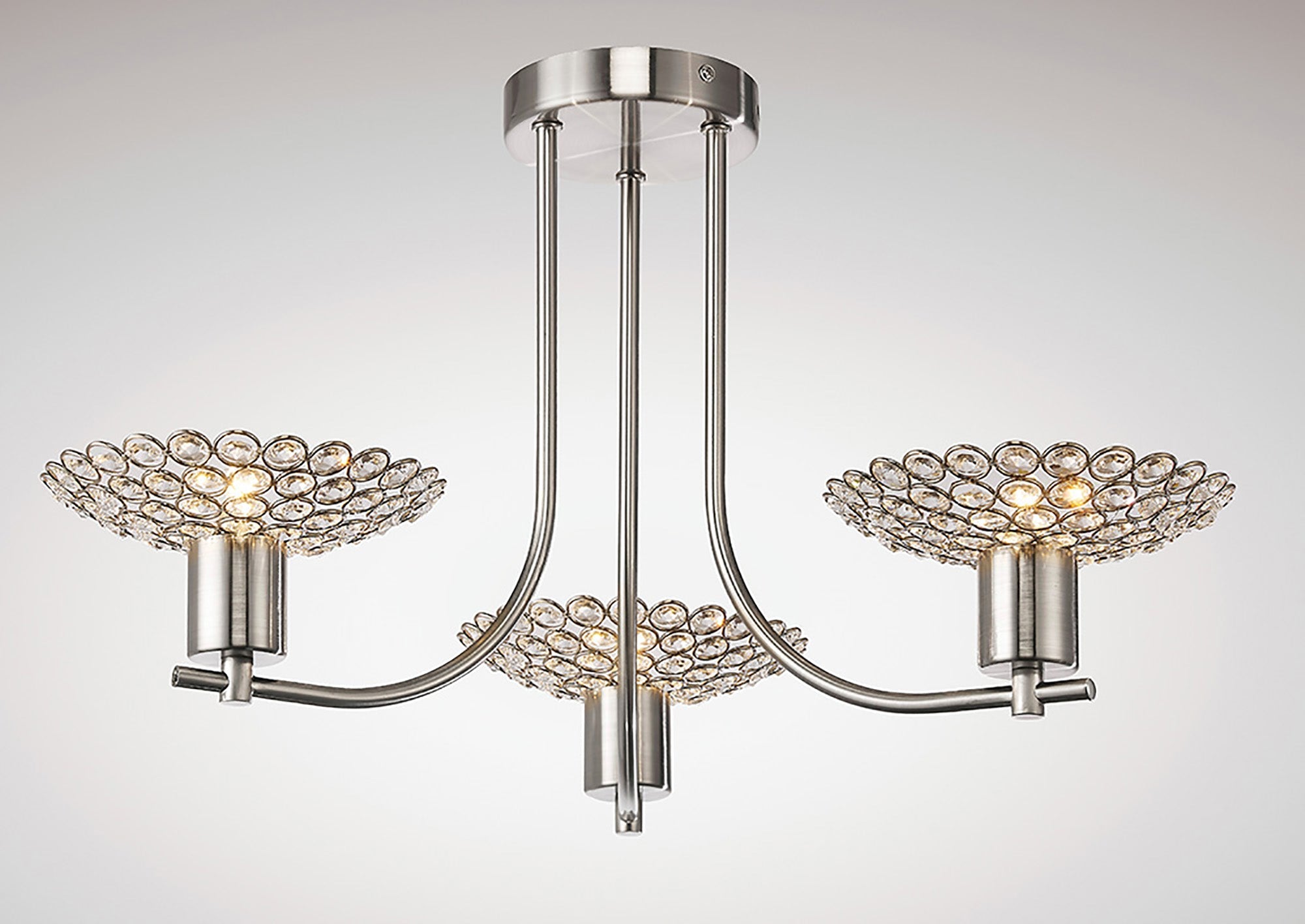 Ellen Semi Ceiling 3/5Lt G9 Satin Nickel & Crystal/Satin Brass & Crystal