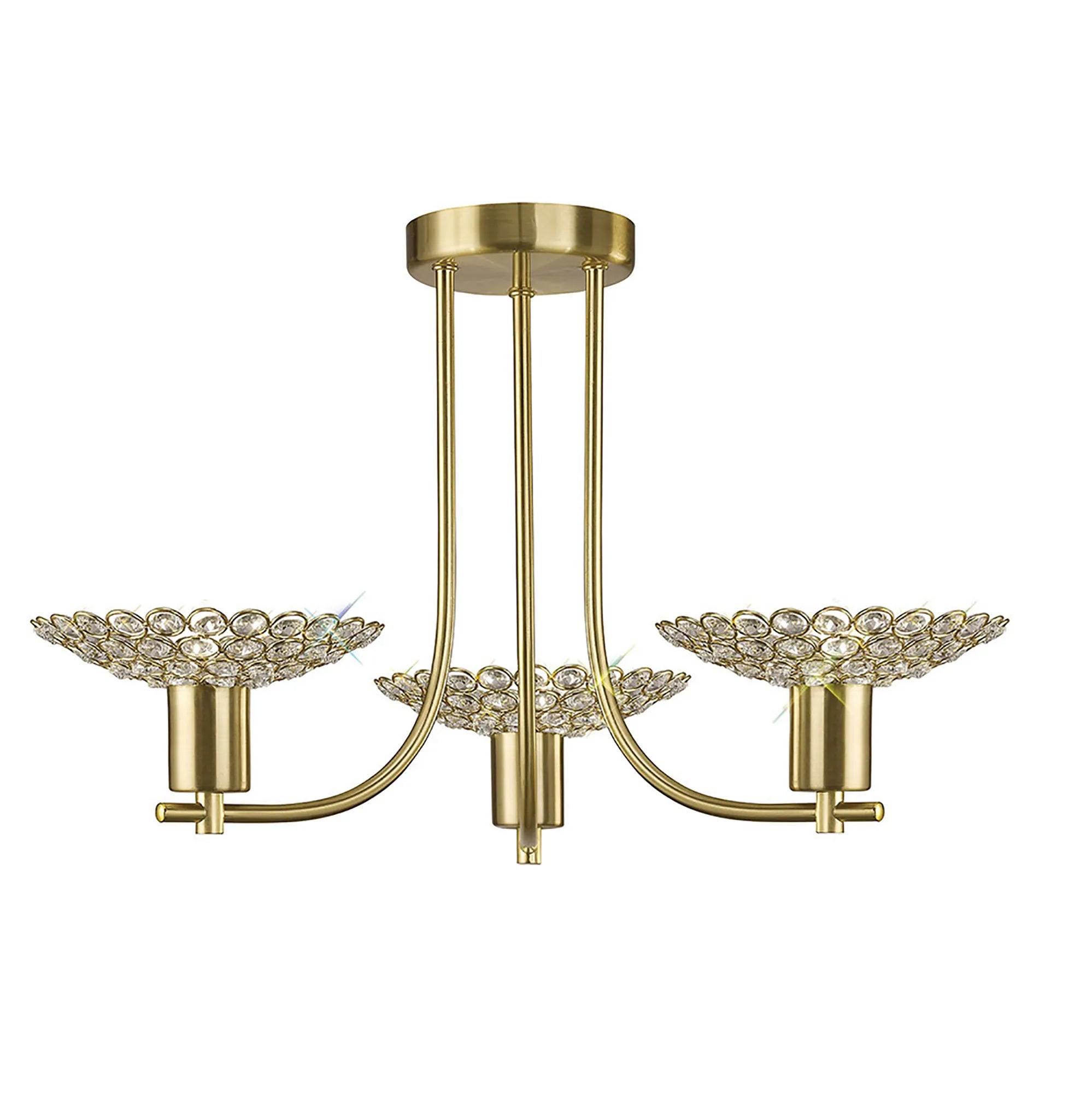 Ellen Semi Ceiling 3/5Lt G9 Satin Nickel & Crystal/Satin Brass & Crystal