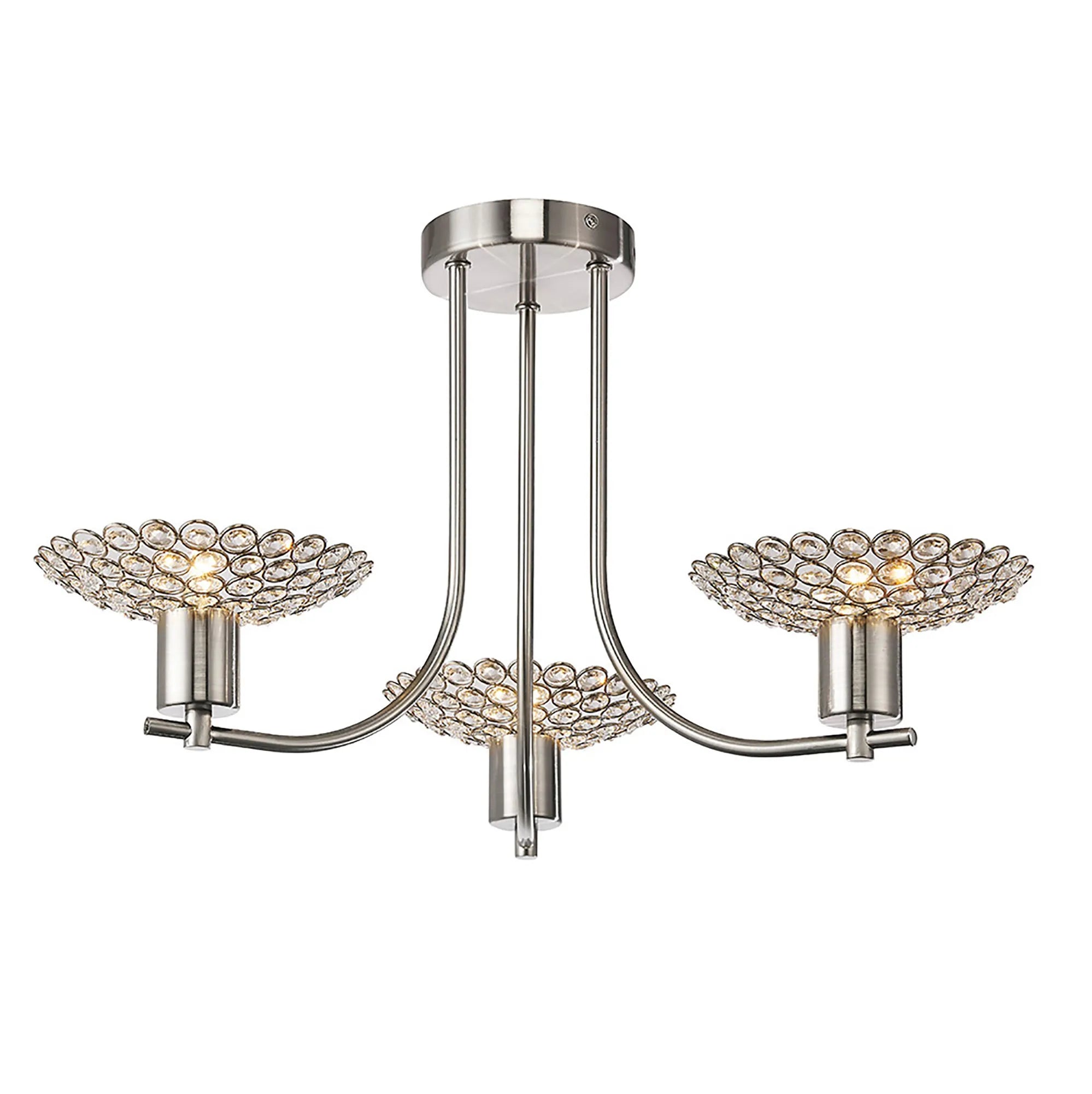 Ellen Semi Ceiling 3/5Lt G9 Satin Nickel & Crystal/Satin Brass & Crystal