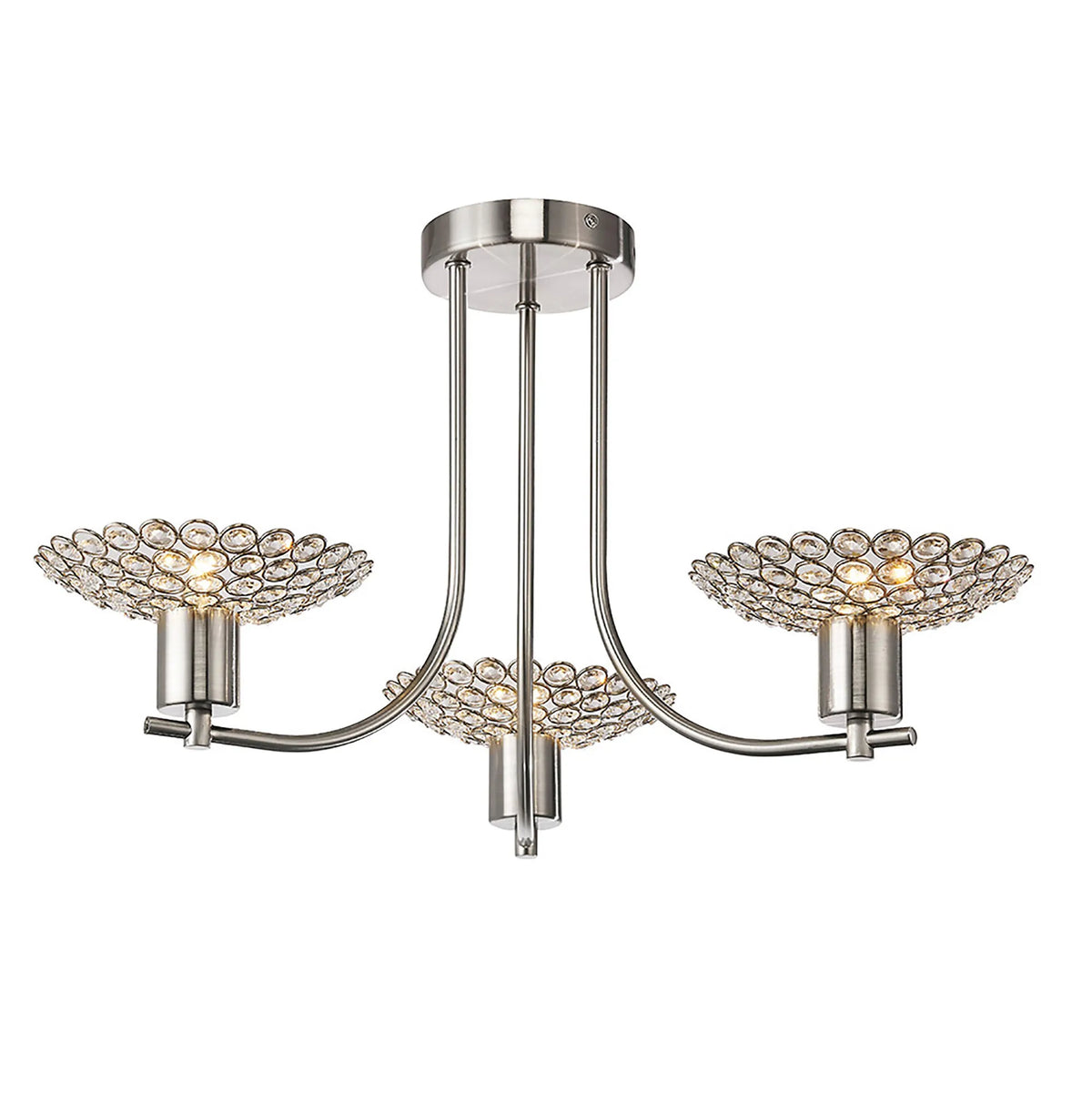 Ellen Semi Ceiling 3/5Lt G9 Satin Nickel & Crystal/Satin Brass & Crystal
