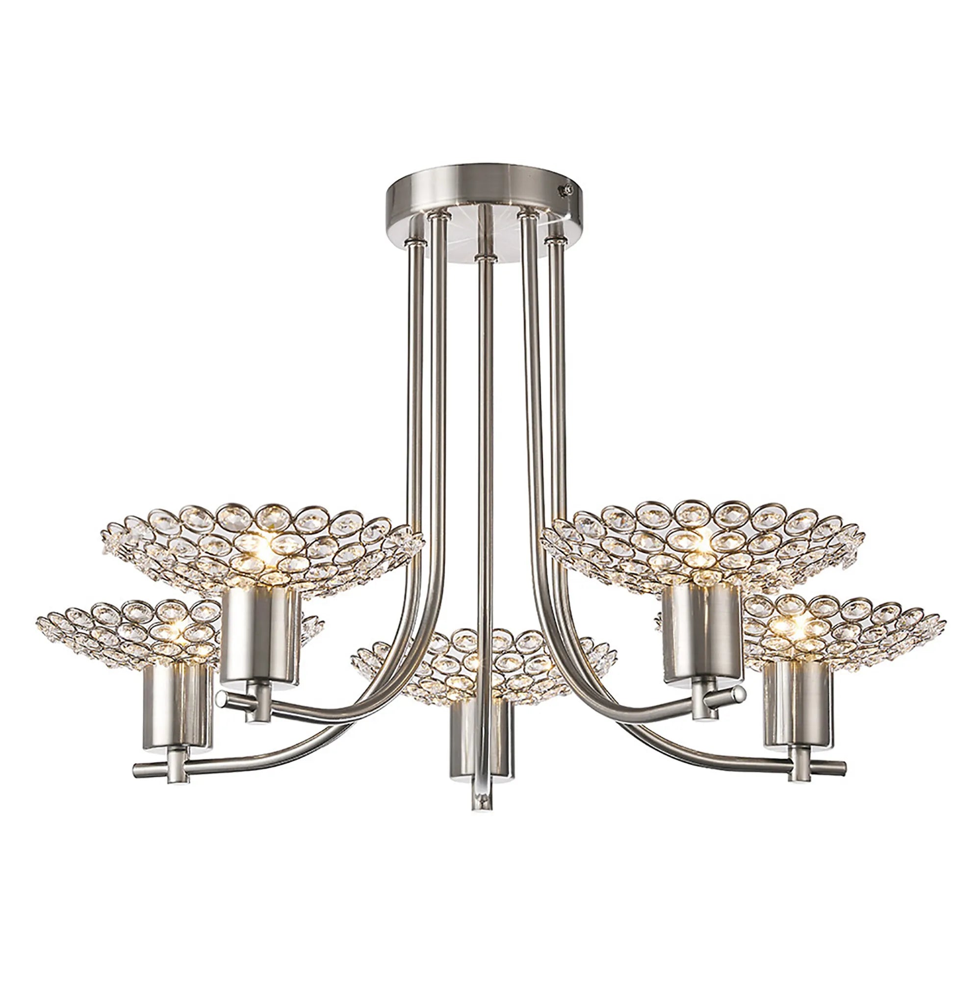 Ellen Semi Ceiling 3/5Lt G9 Satin Nickel & Crystal/Satin Brass & Crystal