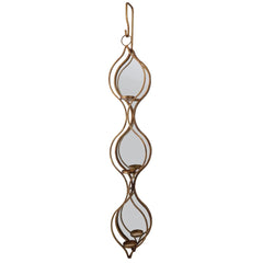 Ellie Mirrored Candle Holder Triple - Gold Finish