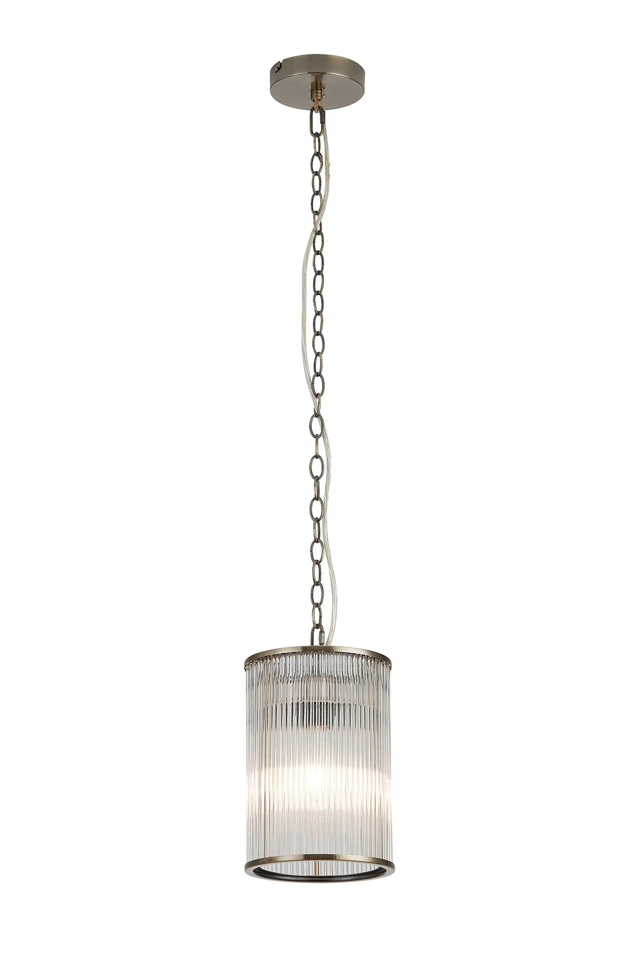 Eden Chain Single Pendant With Glass Rod Shade, 1 x E27- Various Finishes