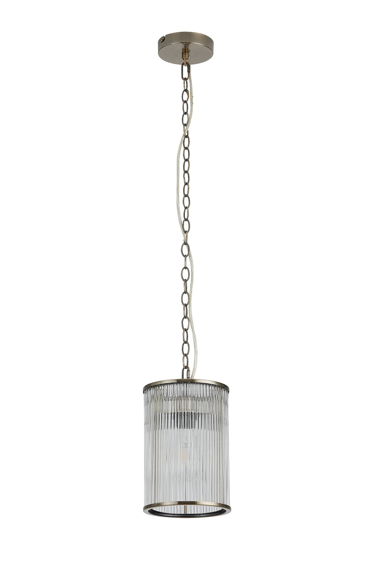 Eden Chain Single Pendant With Glass Rod Shade, 1 x E27- Various Finishes