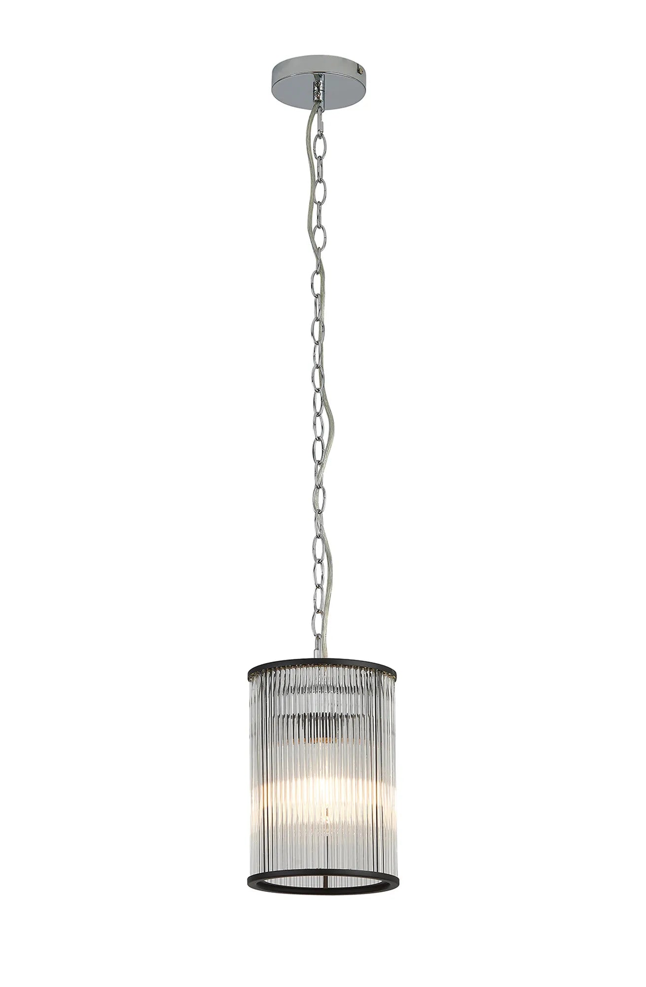 Eden Chain Single Pendant With Glass Rod Shade, 1 x E27- Various Finishes