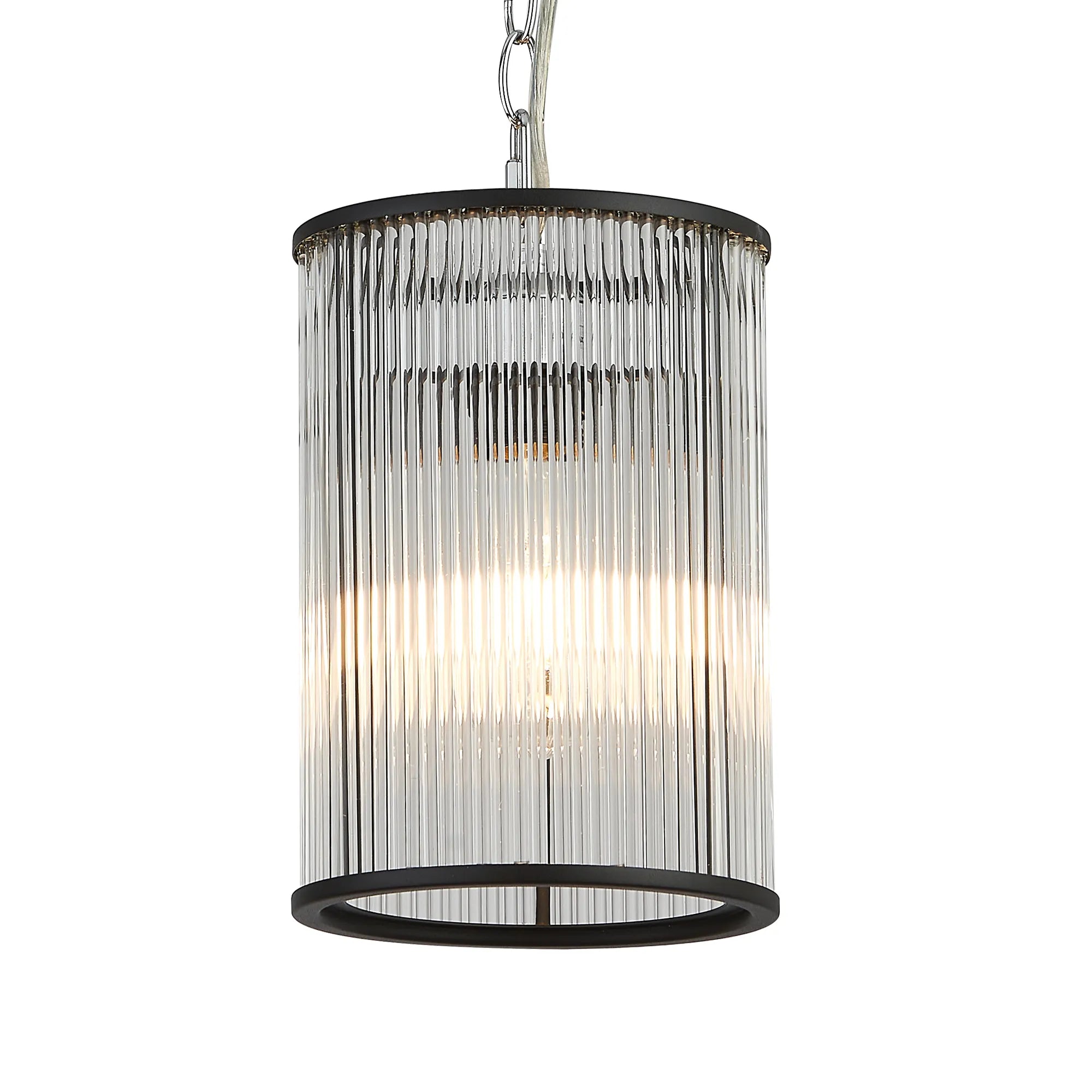 Eden Chain Single Pendant With Glass Rod Shade, 1 x E27- Various Finishes