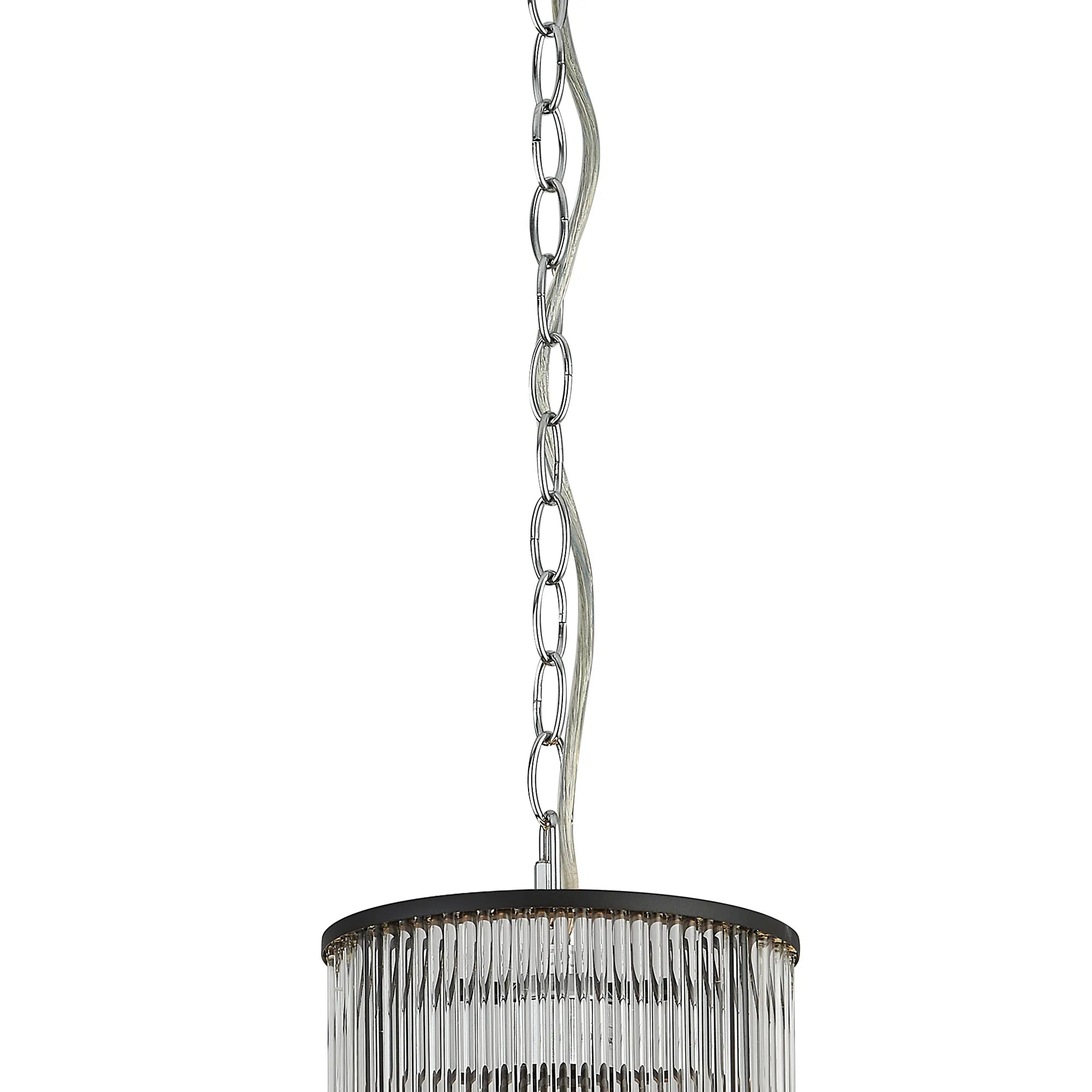 Eden Chain Single Pendant With Glass Rod Shade, 1 x E27- Various Finishes